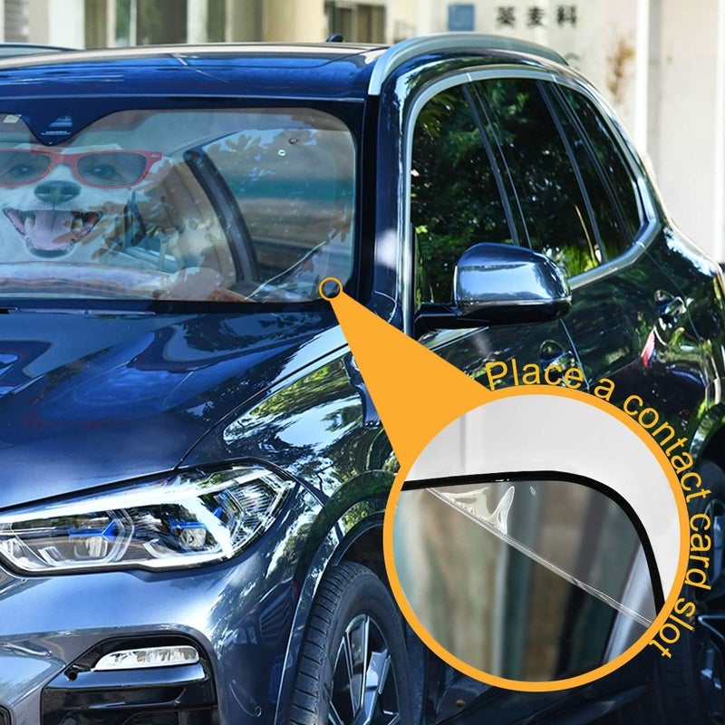 Bolaz Car Windshield Sun Shade Funny Dog Driving a Car, Blocks Sun Visor Protector Foldable Sun Shield for Most Sizes - Image 3